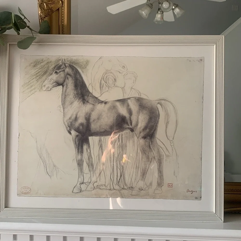 Edgar Degas exhibition poster - Study of a horse with figures vintage‎ print
